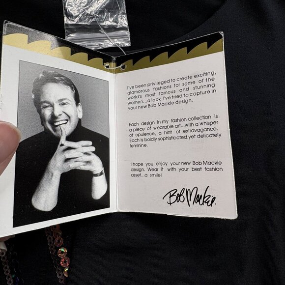 Bob Mackie Wearable Art Top Womens XXS Black Tunic Sequin Chevron‎ Party Formal - Picture 9 of 16